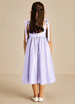 Azazie Chelsie Flower Girl Dresses Lilac A-Line Bow Matte Satin Dress image2