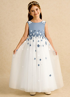 Azazie Eleni Sukienki dla dziewczynek sypiących kwiaty Suknia balowa Ukłon Tiul Długość kostki Sukienka image4