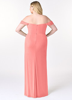 Azazie Tessa Bridesmaid Dresses Coral Sheath Sweetheart Off-The-Shoulder Mesh Convertible Dress image9