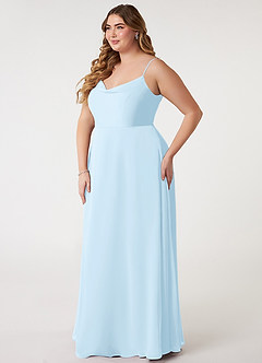 Azazie Daenerys Bridesmaid Dresses Sky Blue A-Line Cowl Chiffon Dress image10