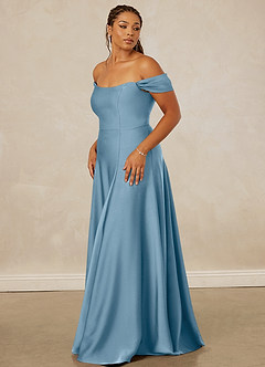 Christian Siriano Bridal for Azazie 1002 Brautjungfernkleider Wandelbar A-Linie Schulterfrei Stretch-Satin Kleid Stahlblau image12