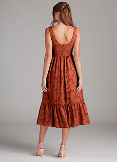 Azazie Alissa Vestidos de damas de honor Vestido de Castaño de Devorado Floral de Corte en A con Con bolsillos image8