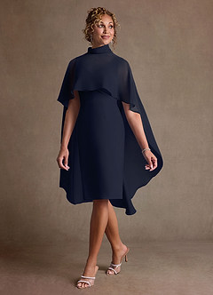 Azazie Irna Klänningar till brudens mor Klä Kolumn i Chiffong Mörk Marinblå image3