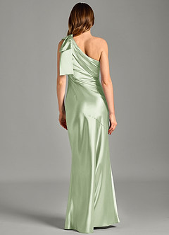 Azazie Yuanna Brudtärnklänningar Klä av Sjöjungfru i Metallisk satin Ena axeln Dusty Sage image6