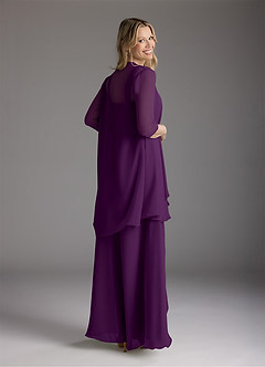 Azazie Weisz Mother of the Bride Dresses Grape A-Line Square Neckline Pleated Chiffon Dress image8