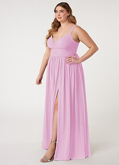 Azazie Chanel Bridesmaid Dresses Candy Pink A-Line Pleated Chiffon Dress image9