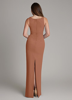 Azazie Charice Bridesmaid Dresses Bronzer Sheath Pleated Chiffon Dress image5