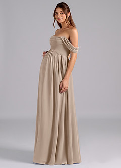 Azazie Saige Brautjungfernkleider für Schwangere A-Linie Plissee Chiffon Bodenlänge Kleid image5