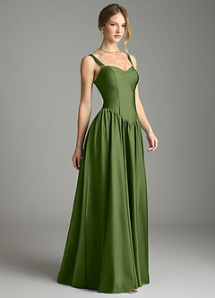 Azazie Evadina Suknie dla druhen Linia A Gorset Satyna elastyczna Do ziemi Sukienka image4