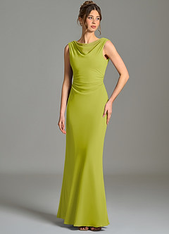 Azazie Kieryn Bridesmaid Dresses Lemongrass Mermaid Pleated Chiffon Dress image1