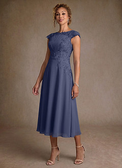 Azazie Crista Suknie dla Matki Panny Młodej Linia A Koronka Szyfon Długość herbaty Sukienka image4