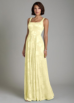 Azazie Persia Robes de demoiselle d'honneur Robe Trapèze en Jacquard floral dévoré Corset Sorbet Citron image7
