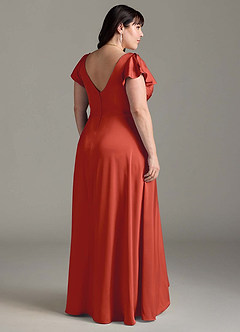 Azazie Omari Bridesmaid Dresses Rust A-Line Stretch Satin Dress image9