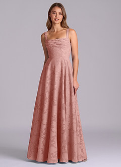 Azazie Shaude Bridesmaid Dresses Rosette A-Line Pleated Floral Burnout Dress image6
