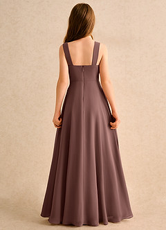 Azazie Makani Girls Formal Robe Demoiselle D'honneur Fillette Robe Trapèze en Mousseline de soie Encolure en Forme de Cœur Expresso image2