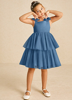 Azazie Vanellope Robe Demoiselle D'honneur Fillette Robe Trapèze en Tulle Arc Violet Crépusculaire image3