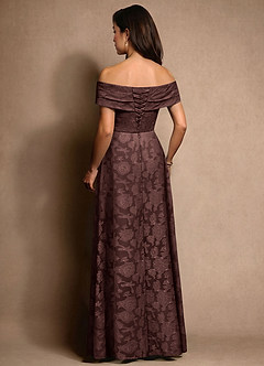 Azazie New Britain Abiti per la Madre della Sposa Abito A-Line in Burnout Floreale Plissettato Espresso image3