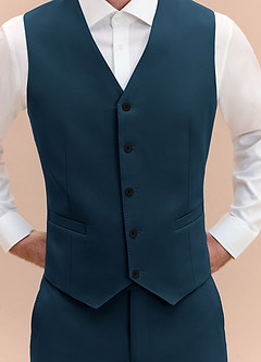 front James Dark Navy Structured Stretch Suit Vest