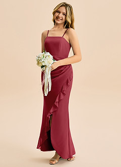 Azazie Buzzy Junior Robe Fourreau en Mousseline de soie Plissée Grenade image3