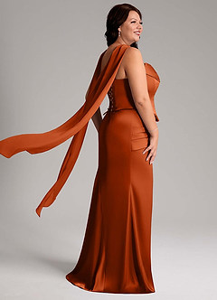 Azazie Sorrel Bridesmaid Dresses Burnt Orange Mermaid Strapless Stretch Satin Convertible Dress image2