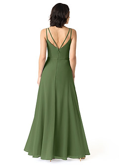 Azazie Janine Bridesmaid Dresses Olive A-Line V-Neck Chiffon Dress image4