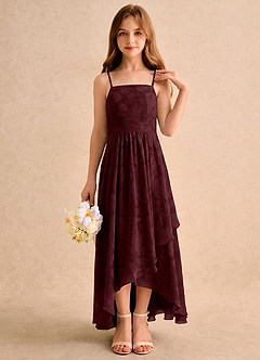 Azazie Twilight Girls Formal Sukienki dla dziewczynek sypiących kwiaty Litera A Plisowana Kwiatowe wypalenie Asymetryczny Sukienka image5