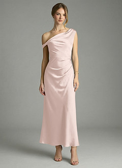 Azazie Emerson Bridesmaid Dresses Blushing Pink Mermaid Off the Shoulder Stretch Satin Dress image5