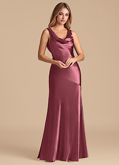 Azazie Rylina 신부 들러리 드레스 인어 메탈릭 새틴 바닥 길이 드레스 image4