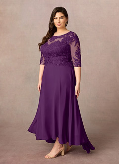 Azazie Monza Abiti per la Madre della Sposa Abito A-Line in Chiffon Pizzo Uva image8
