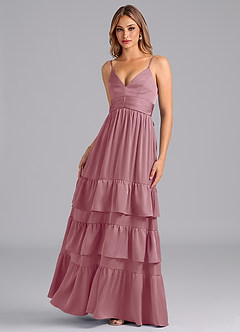 Azazie Nathalia Bridesmaid Dresses Vintage Mauve A-Line Pleated Stretch Satin Dress image5
