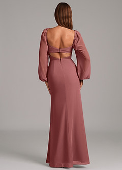 Azazie Brixley 신부 들러리 드레스 인어 긴팔 쉬폰 바닥 길이 드레스 image2