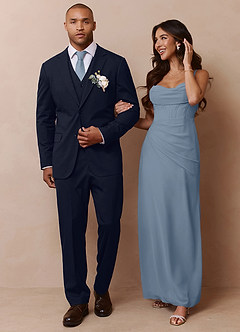 front Savile Navy Blue Wool Blend Suit Vest