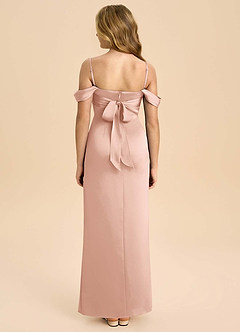 Azazie Saige Junior Robe Fourreau en Satin extensible Épaule décolletée Or Rose image2