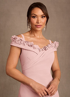 Azazie Jettie vestidos de madre de la novia Vestido de Rosa Empolvado de Gasa de Corte Recto con Plisado image4