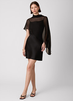 Crystle Black 100% Washable Silk Mini Dress image6