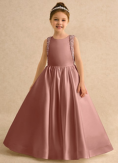 Azazie Trinity Flower Girl Dresses Cedar Rose Ball-Gown Bow Matte Satin Dress image1