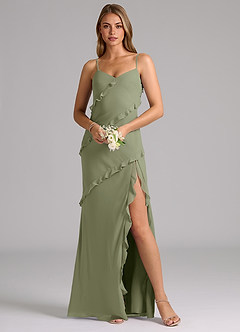 Azazie Nancie Bridesmaid Dresses Pistachio Mermaid Ruched Chiffon Dress image8