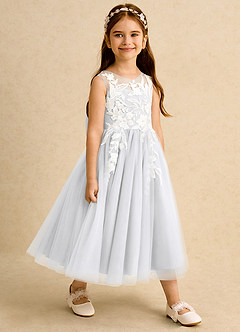 Azazie Sundae vestidos de niña de las flores Vestido de Blanco de Encaje de Princesa image4