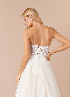 Azazie Airellie Abiti da Sposa Abito A-Line in Tulle a Spalla Scoperta Bianco Diamante Champagne image10