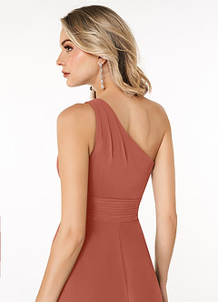 Azazie Dallas Jurken voor bruidsmeisjes Jurk van Chiffon met A-Lijn One-Shoulder Klei image5