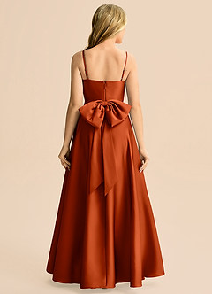 Azazie Rumi Junior Linia A Pofałdowany Satyna elastyczna Długość podłogi Młodsza druhna Sukienka image2