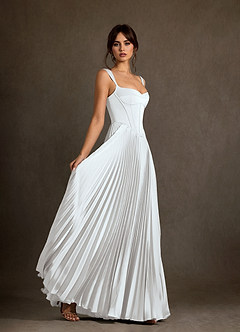 Azazie Dean At-home Try On Dresses Diamond White Sheath Sweetheart Neckline Stretch Satin Dress image5