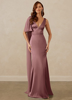 Christian Siriano Bridal for Azazie 1011 Bridesmaid Dresses Vintage Mauve Mermaid Bow Stretch Satin Dress image1