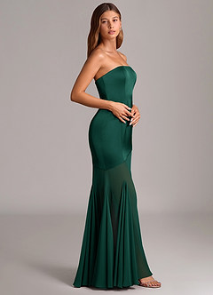 Azazie Uma Bridesmaid Dresses Emerald Mermaid Strapless Chiffon Convertible Dress image4