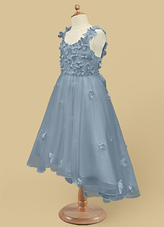 Azazie Ceres Flower Girl Dresses Dusty Blue Ball-Gown Lace Tulle Dress image8