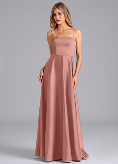 Azazie Elita Brautjungfernkleider A-Linie Plissee Stretch-Satin Kleid Rosettenrosa image6