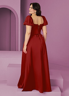 Barbie ♥ Azazie Bridesmaid Dresses Pomegranate A-Line Ruched Stretch Satin Dress image11