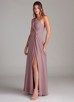 Azazie Brooke Bridesmaid Dresses Dusty Rose A-Line One Shoulder Chiffon Dress image5