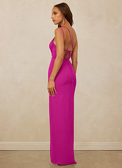 Christian Siriano Bridal for Azazie 1003 Bridesmaid Dresses Fuchsia Sheath One Shoulder Chiffon Dress image7