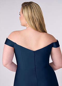 Barbie ♥ Azazie Bridesmaid Dresses Dark Navy A-Line Off the Shoulder Stretch Satin Convertible Dress image12